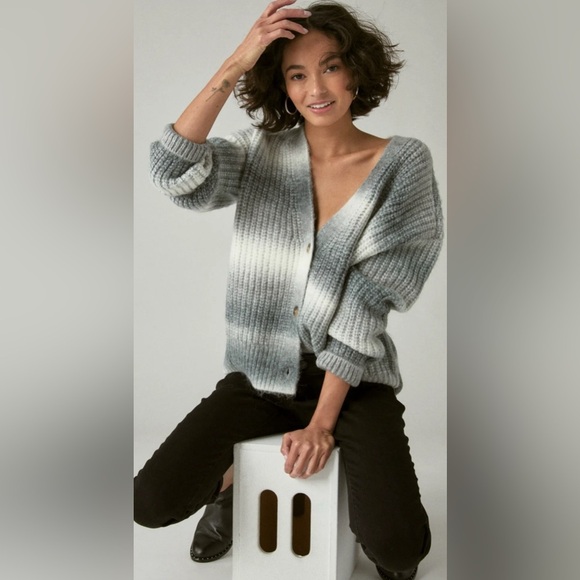 Lucky Brand Ombre Striped Cardigan V Neck Cozy Relaxed Loose Size XXL - Picture 5 of 13